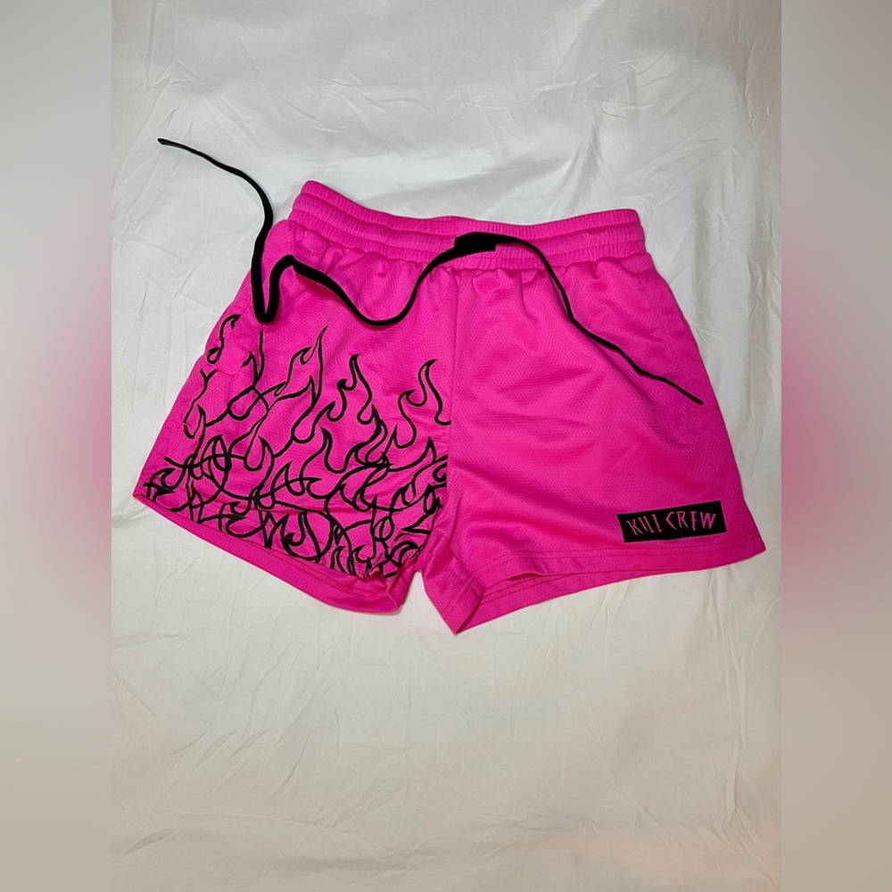 kill crew muay thai shorts (hot pink, large)